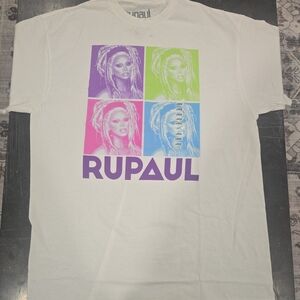 White Short Sleeve Tee with Neon Pop Art Squares